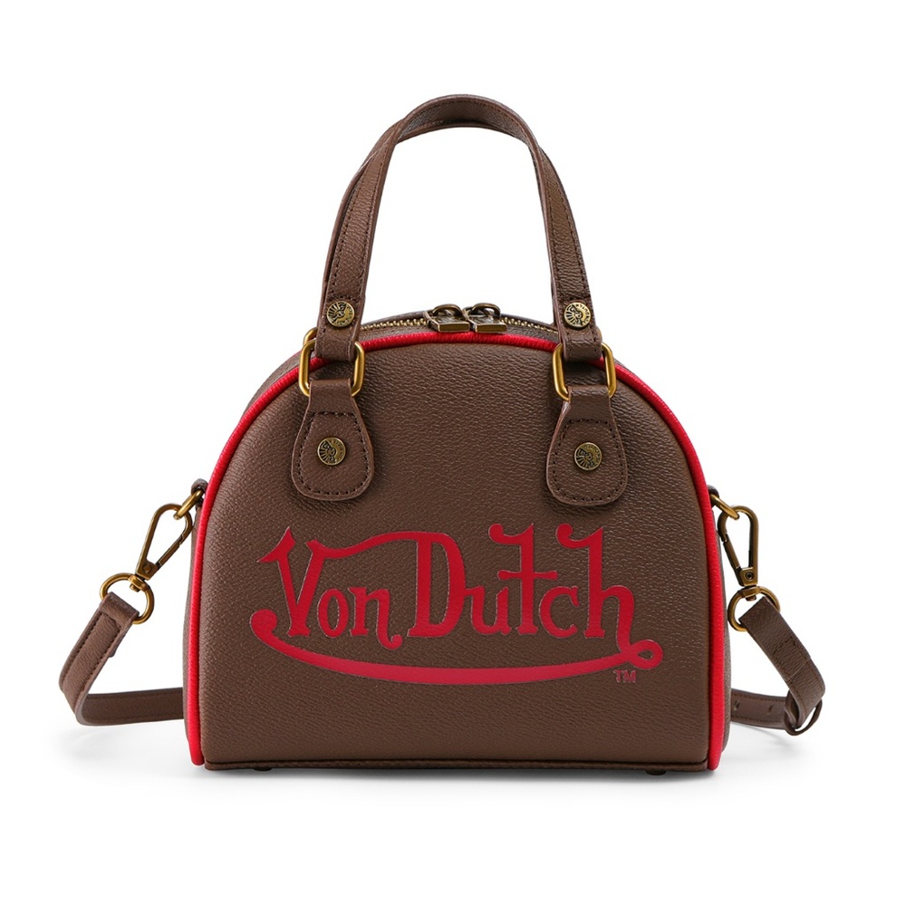 Von Dutch Bowler Bag in Brown and Red
